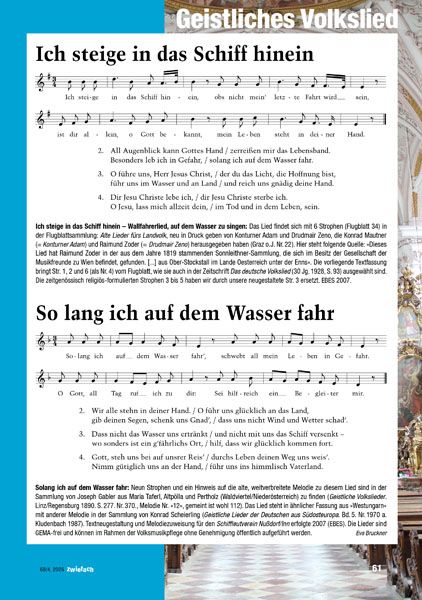 Ich steige in das Schiff hinein & So lang ich auf dem Wasser fahr