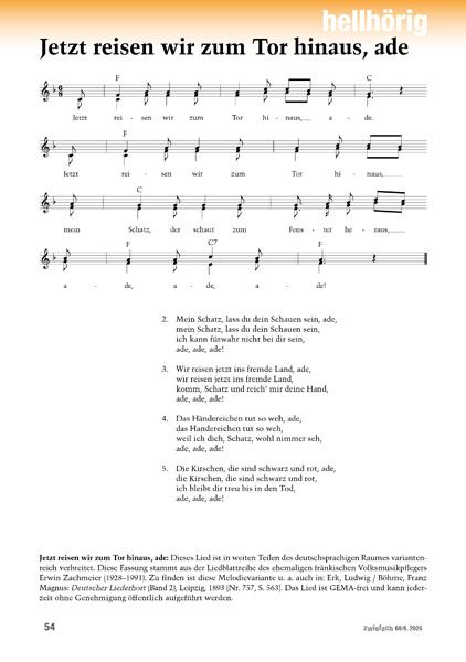 Jetzt reisen wir zum Tor hinaus, ade